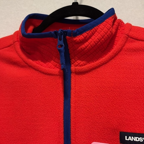 Lands' End - ladies grid Fleece Zip Up Jacket. Size Small. NWT. Orange - Picture 5 of 16